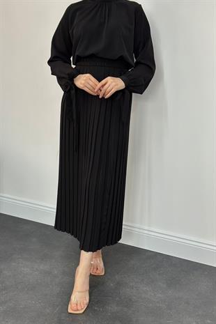 Lindon Plise Etek Takım Siyah