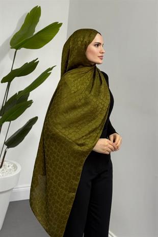 Loiren Bloom Desen Şal Yağ Yeşili