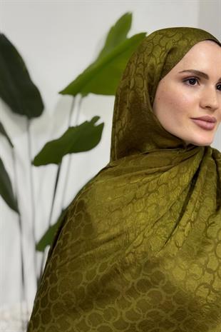 Loiren Bloom Desen Şal Yağ Yeşili