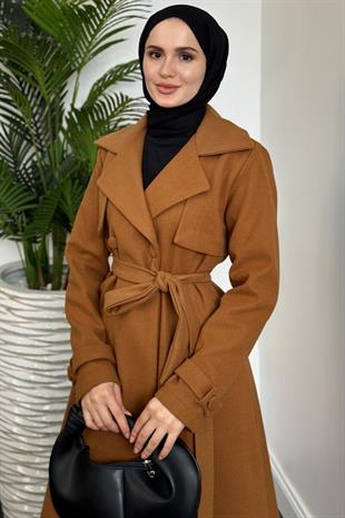 Lucky Astarlı Kaşe Kaban Camel