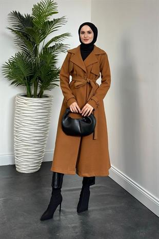 Lucky Astarlı Kaşe Kaban Camel