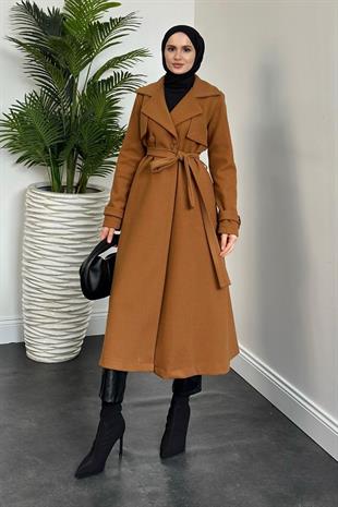 Lucky Astarlı Kaşe Kaban Camel