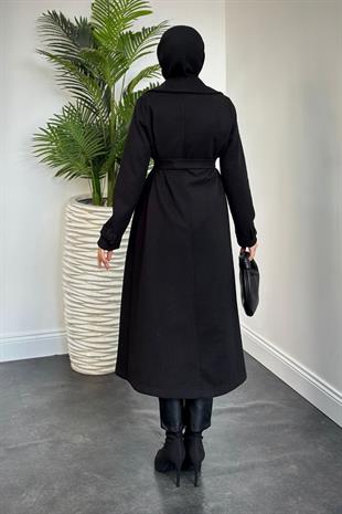 Lucky Astarlı Kaşe Kaban Siyah