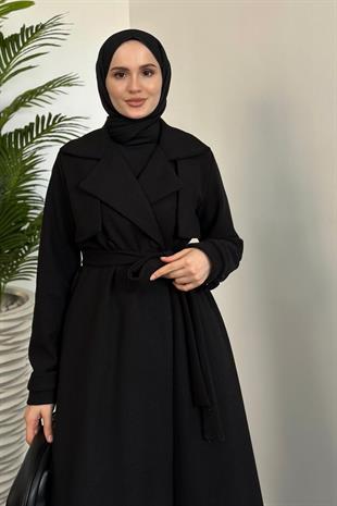 Lucky Astarlı Kaşe Kaban Siyah