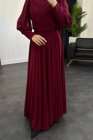 Lydia Şifon Abiye Bordo