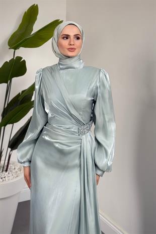 Magnolia Saten Abiye Mint