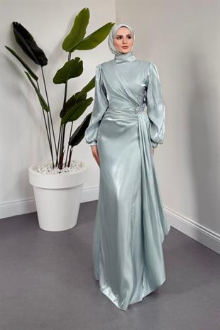 Magnolia Saten Abiye Mint