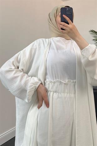 Magnus Keten Kimono Takım Beyaz