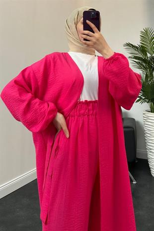 Magnus Keten Kimono Takım Fuşya