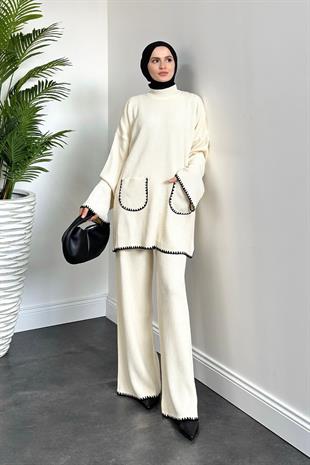 Mallory Cepli Triko Takım Krem