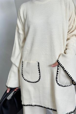 Mallory Cepli Triko Takım Krem