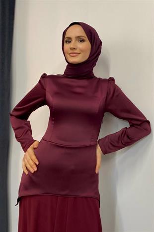 Marel Saten Abiye Bordo