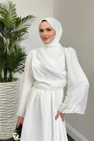Margaret Drape Janjan Abiye Beyaz