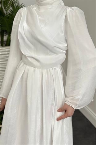 Margaret Drape Janjan Abiye Beyaz