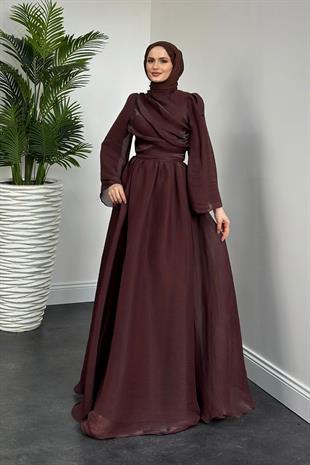 Margaret Drape Janjan Abiye Kahverengi