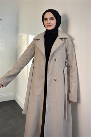 Marie Astarlı Kaşe Kaban Vizon