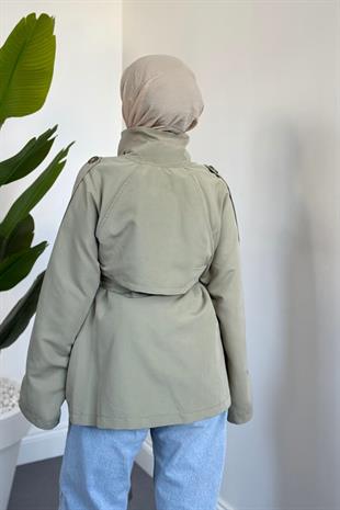Marivelle Dik Yaka Trençkot Haki