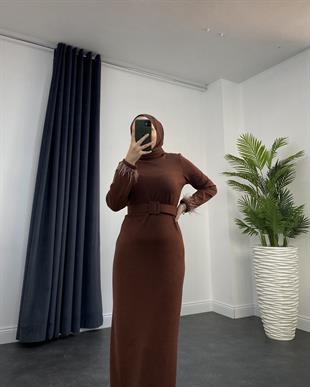 Martina Kemerli Triko Elbise Kahverenk 