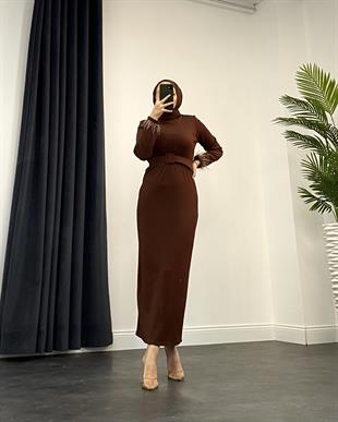 Martina Kemerli Triko Elbise Kahverenk 