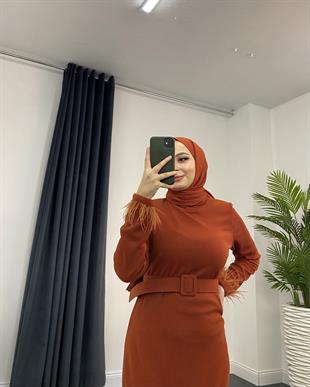 Martina Kemerli Triko Elbise Kiremit 