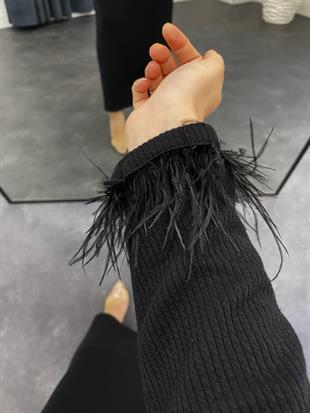 Martina Kemerli Triko Elbise Siyah 