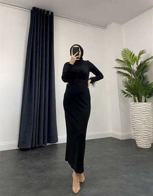 Martina Kemerli Triko Elbise Siyah 