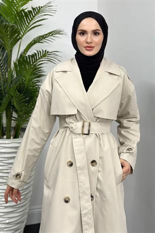 Massi Astarlı Trençkot Krem