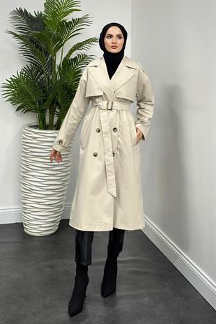 Massi Astarlı Trençkot Krem