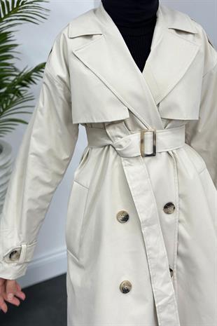 Massi Astarlı Trençkot Krem