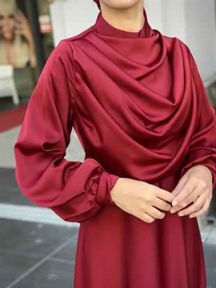 Matmazel Saten Abiye Bordo