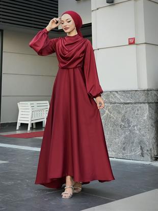 Matmazel Saten Abiye Bordo