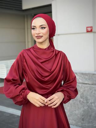 Matmazel Saten Abiye Bordo