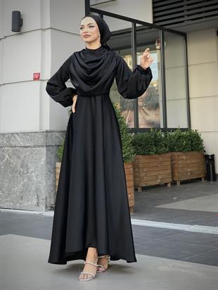 Matmazel Saten Abiye Siyah