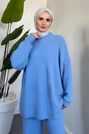 Maurella Balon Kol Angora Takım Bebe Mavisi