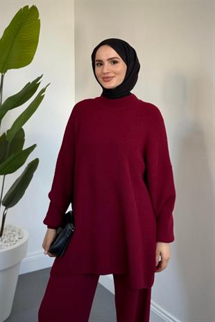 Maurella Balon Kol Angora Takım Bordo