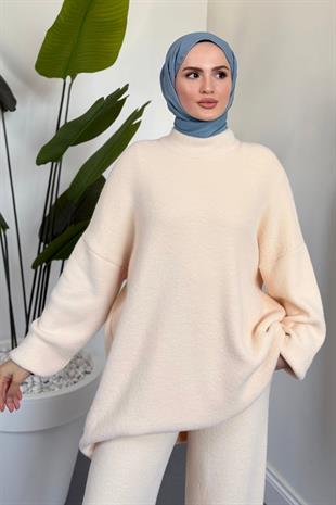 Maurella Balon Kol Angora Takım Krem