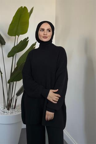 Maurella Balon Kol Angora Takım Siyah
