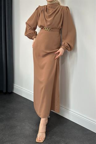 Meridan Üstü Drape Krep Abiye Büskivi