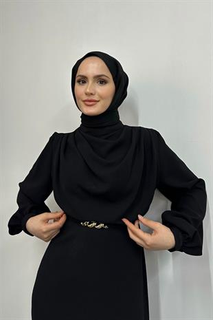 Meridan Üstü Drape Krep Abiye Siyah