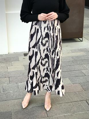 Mermer Desen Piliseli Etek Kahverengi