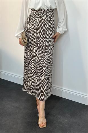 Mia Zebra Desen Etek Krem