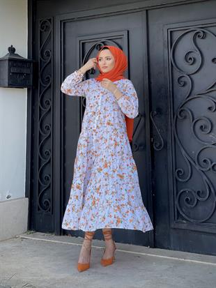 Minik Çiçekli Elbise Turuncu