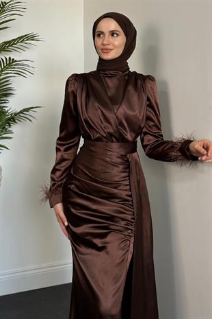 Mirabel Büzgülü Saten Kahverengi