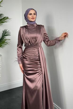 Mirabel Büzgülü Saten Lila
