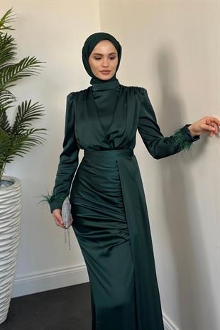 Mirabel Büzgülü Saten Zümrüt