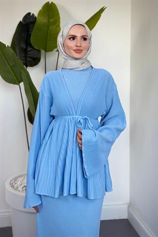 Miren Jileli Hırka Takım Bebe Mavisi