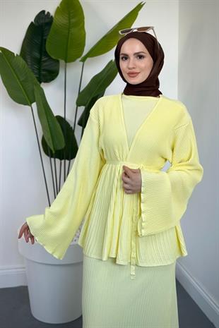 Miren Jileli Hırka Takım Butter Yellow