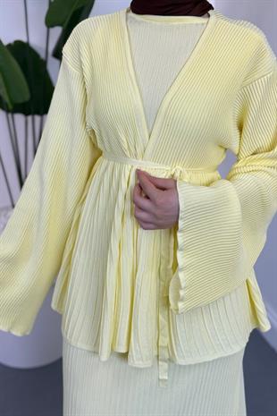Miren Jileli Hırka Takım Butter Yellow