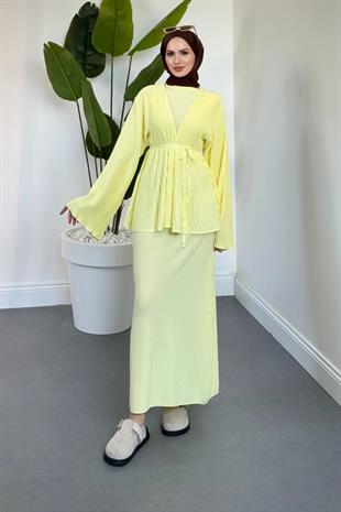 Miren Jileli Hırka Takım Butter Yellow