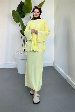 Miren Jileli Hırka Takım Butter Yellow